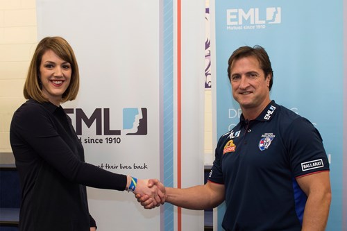 Lauren Christiansen, State Relationship Manager Victoria with Western Bulldogs coach, Luke Beveridge